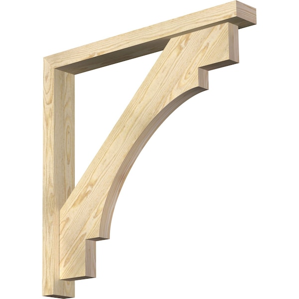 Ekena Millwork Merced Block Rough Sawn Bracket w/ Offset Brace, Douglas Fir, 4"W x 32"D x 32"H BKT0402X32X32MRC05RDF - main